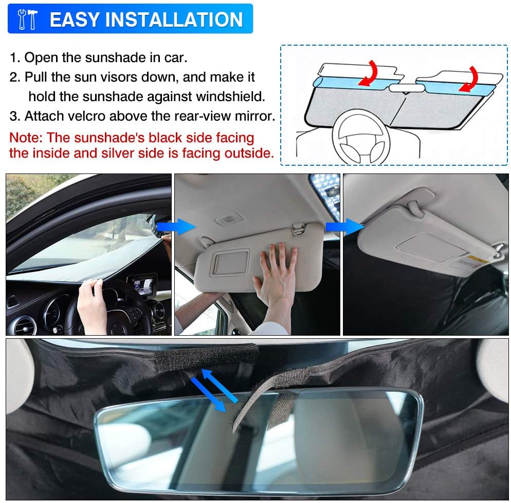 WindScreen Sun Shade for TOYOTA PRADO 2009-2024 Blocks UV Rays Sun Visor Protector Foldable Sunshade