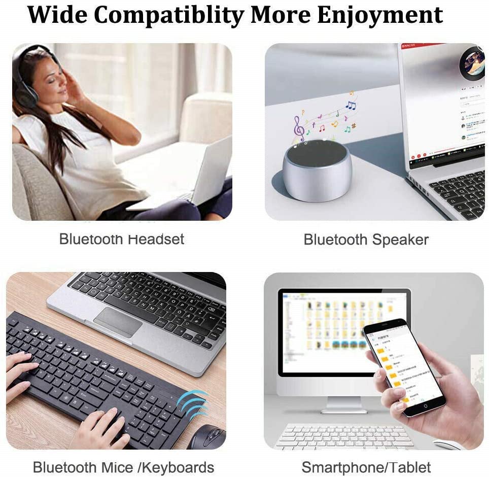 Bluetooth 5.0 USB Adapter Dongle Bluetooth Receiver Transmitter Wireless Adapter for Laptop PC Support Windows 10/8/7 Mouse Keyboard Headset