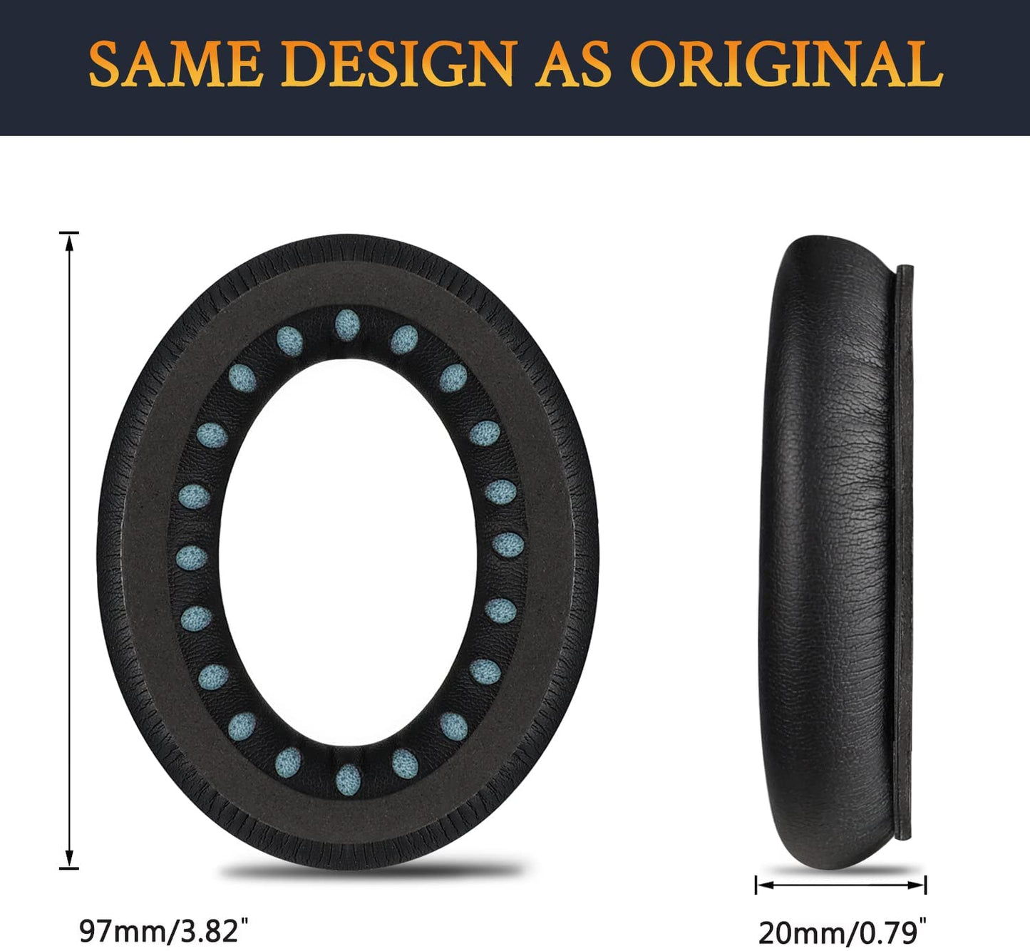 Black Replacement Ear Pads Cushions for Bose QuietComfort 45 QC45 Headphone