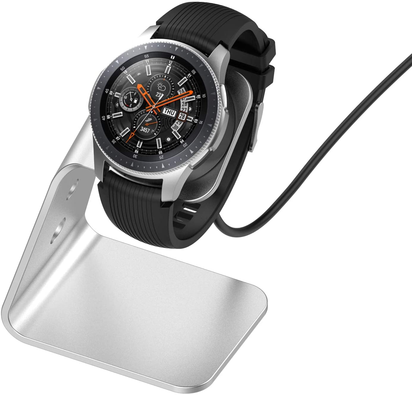 Silver Wireless Charger Dock Stand For Samsung Galaxy Watch 46mm 42mm SM-R800 SM-R810 SM-R815 EP-YO805