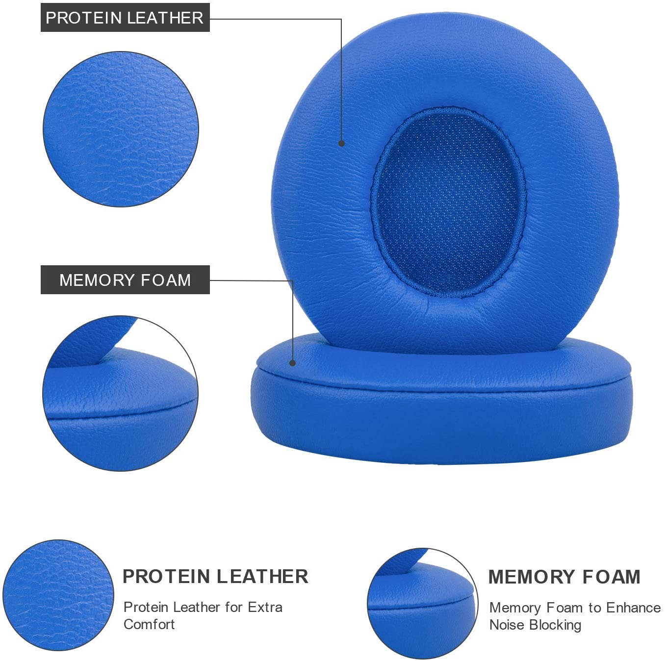 Blue Replacement Cushions Ear Pads for Beats Dr Dre Solo 2.0 3.0 Wired Headphone