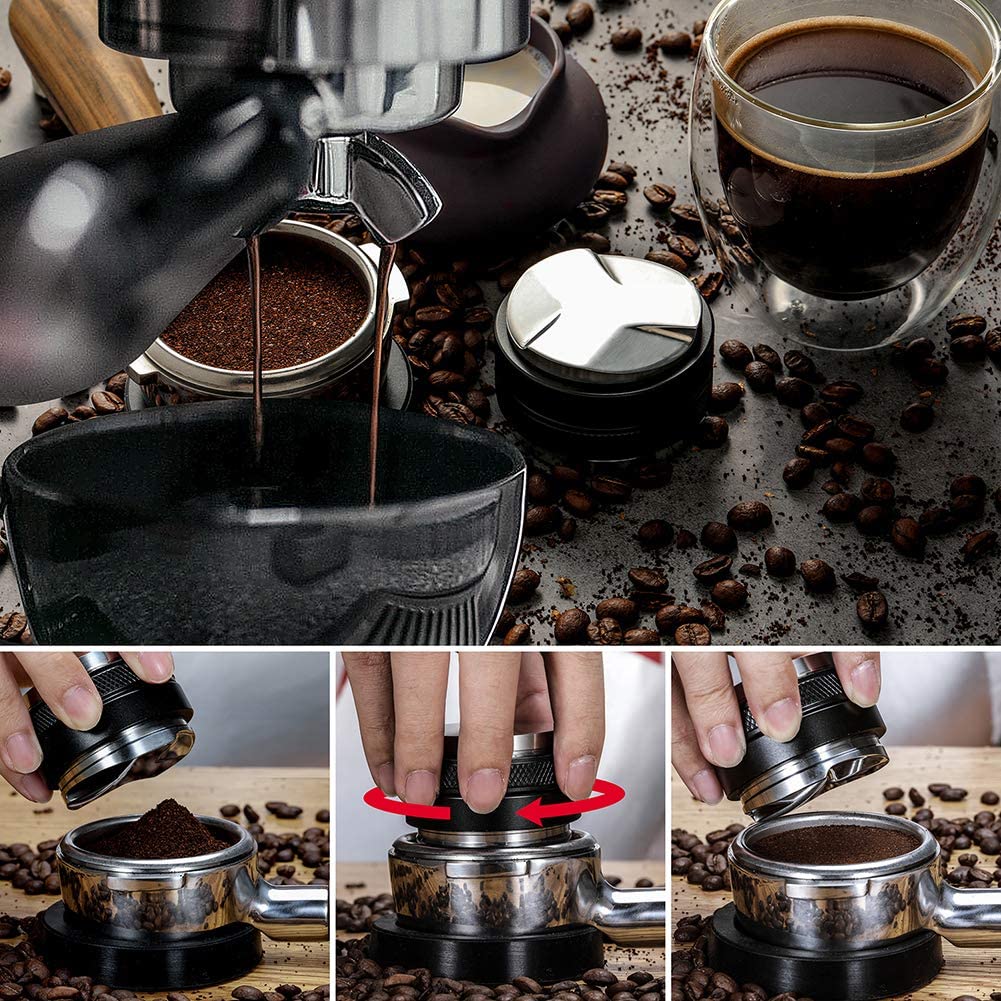 51mm Espresso Tamper & Distributor, Dual Head Coffee Leveler Fits 51mm Delonghi Portafilter, Adjustable Depth-Professional Espresso Hand Tampers