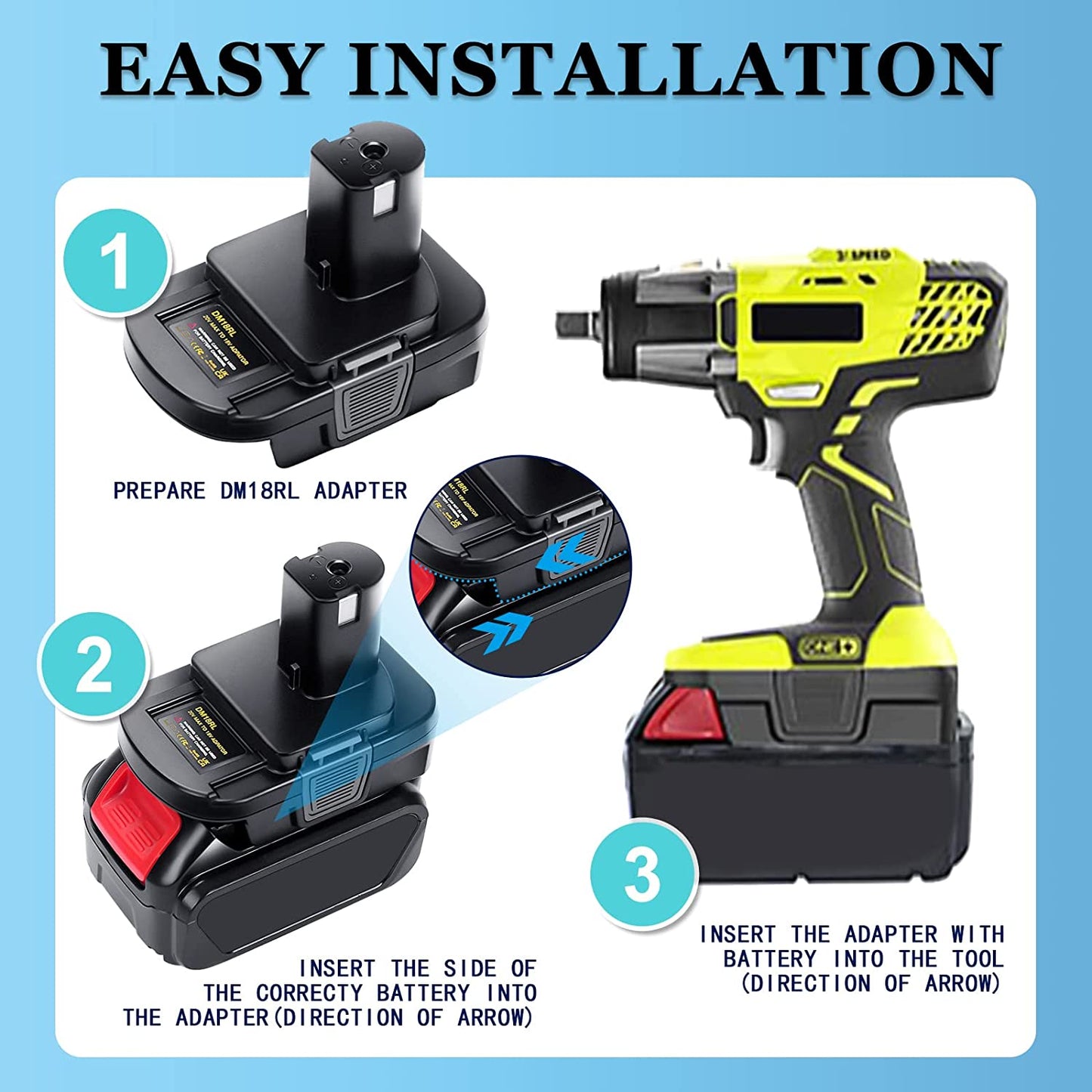 Battery Convert Adapter For Dewalt 20V DCB205 DCB207 Milwaukee 18V M18 Battery To Ryobi 18V One+ P107 P108 Battery with 5V 2.1A USB Charge