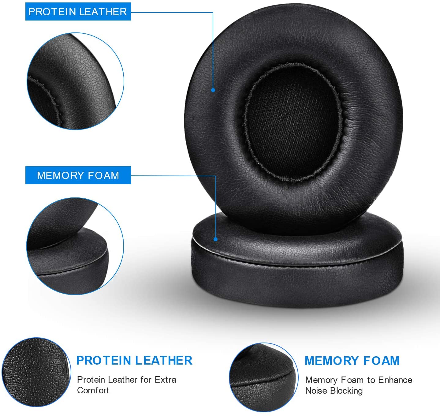 Black Replacement Cushions Ear Pads for Beats Dr Dre Solo 2.0 3.0 Wireless Headphone