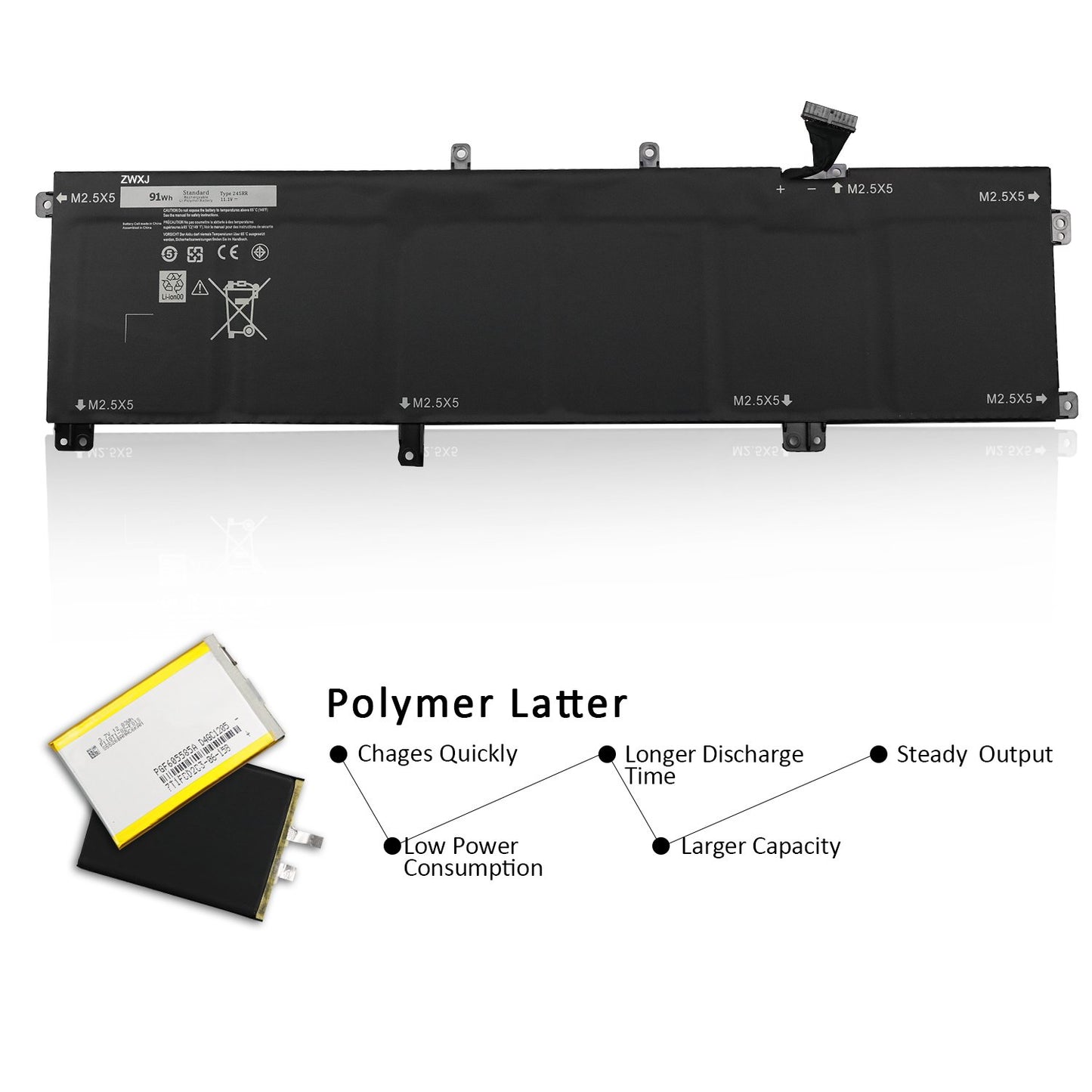 91Wh Dell XPS 15 9530 9535 Precision 3800 M3800 Laptop Replacement Battery, Only fit battery part # 245RR