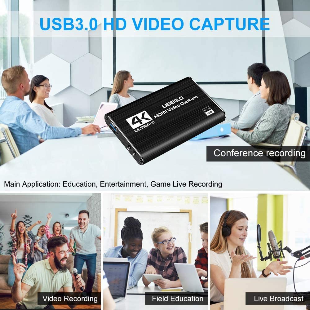 USB 3.0 to HDMI Video Capture Card 4K 1080P 60fps Game Video Record Live Streaming Converter Recorder