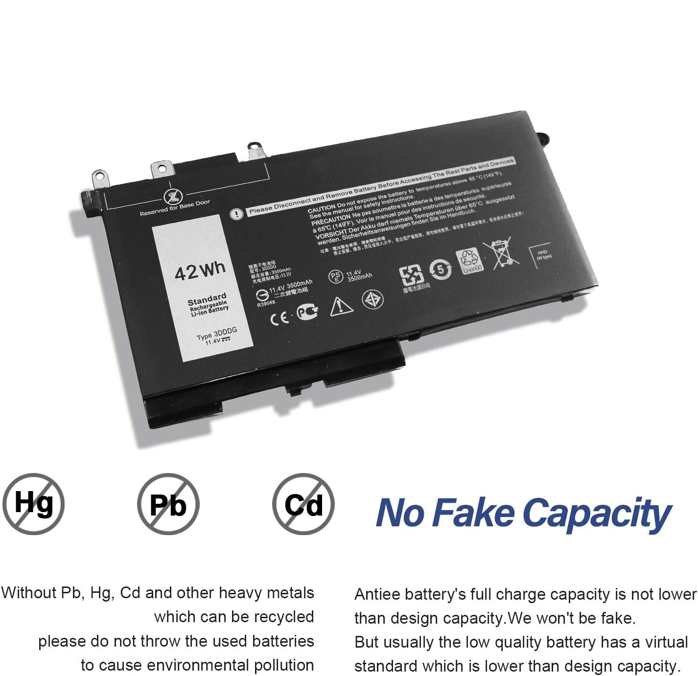 Replacement 42Wh Battery for Dell Latitude 5580 5480 5280 5290 5590 5490 5491 5495 5591, ONLY fit Part 3DDDG