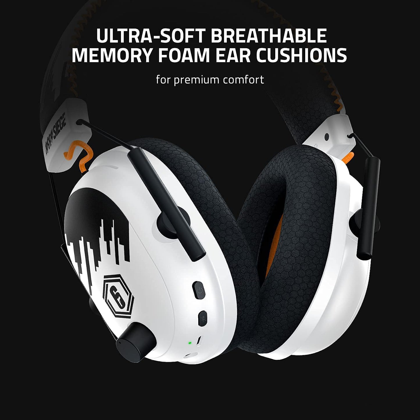 Black Replacement Cushion Ear Pads for Razer BlackShark V2/V2 Pro Wired and Wireless Headphones