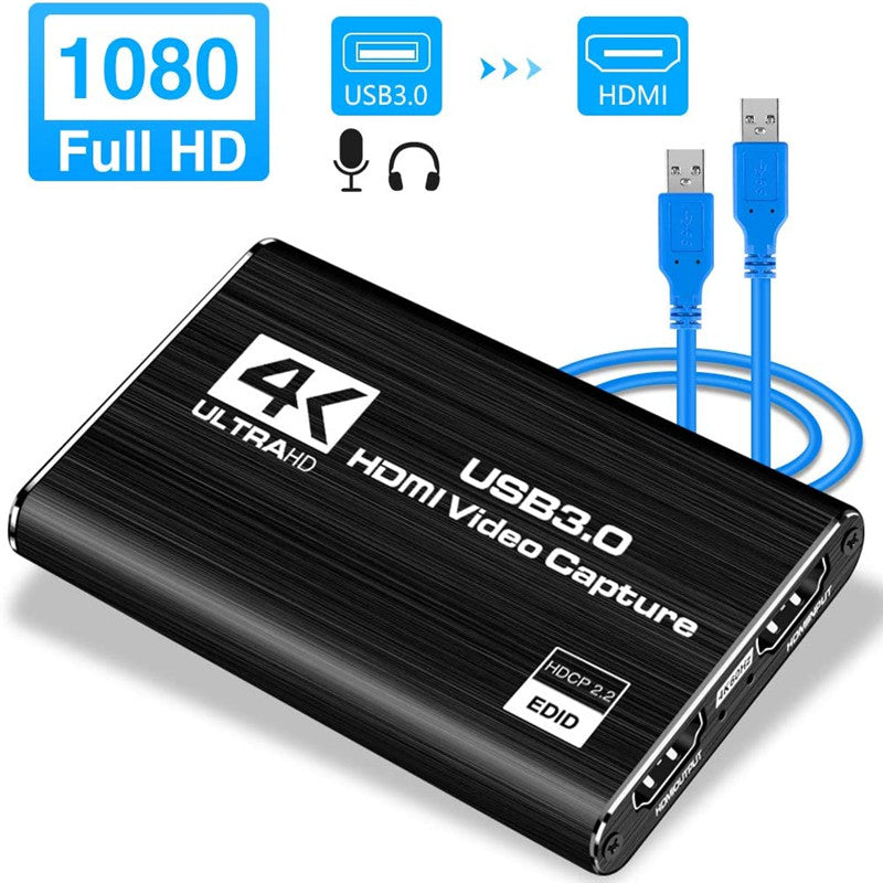 USB 3.0 to HDMI Video Capture Card 4K 1080P 60fps Game Video Record Live Streaming Converter Recorder