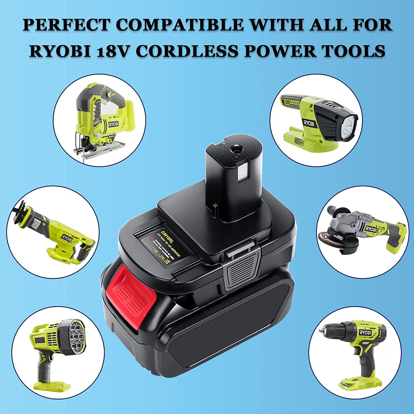 Battery Convert Adapter For Dewalt 20V DCB205 DCB207 Milwaukee 18V M18 Battery To Ryobi 18V One+ P107 P108 Battery with 5V 2.1A USB Charge