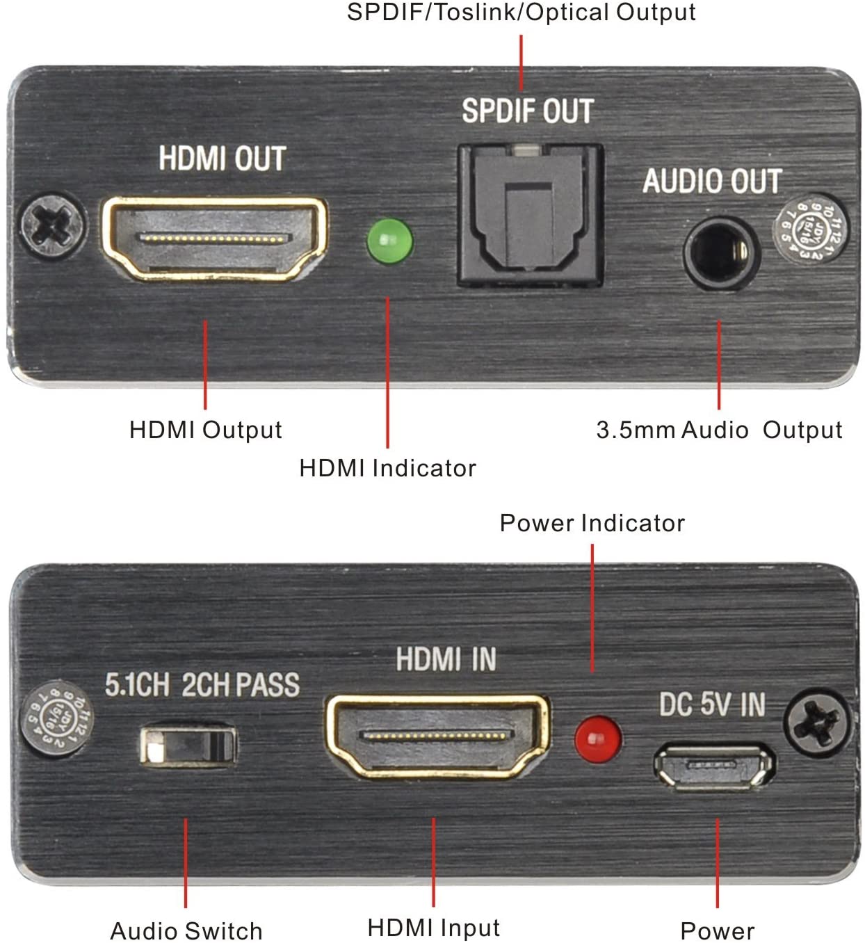 4K HDMI to HDMI and Optical TOSLINK SPDIF + 3.5mm Stereo Audio Extractor Converter HDMI Audio Splitter Adapter