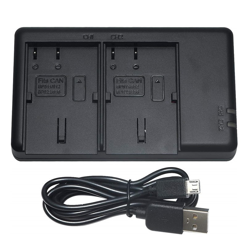 2x Replacement Battery + USB Dual Charger for Canon Camera EOS 10D 20D 30D 40D 50D 5D D30 D60 300D BP-508 BP-511 BP-512 BP-514 BP-522 BP-535 BP-535L
