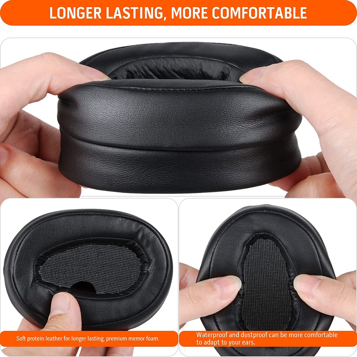 Black Replacement Cushion Ear Pads for Sony Hear On 2 WH-H900N WH-H900NBM MDR-100ABN Wireless Headphone