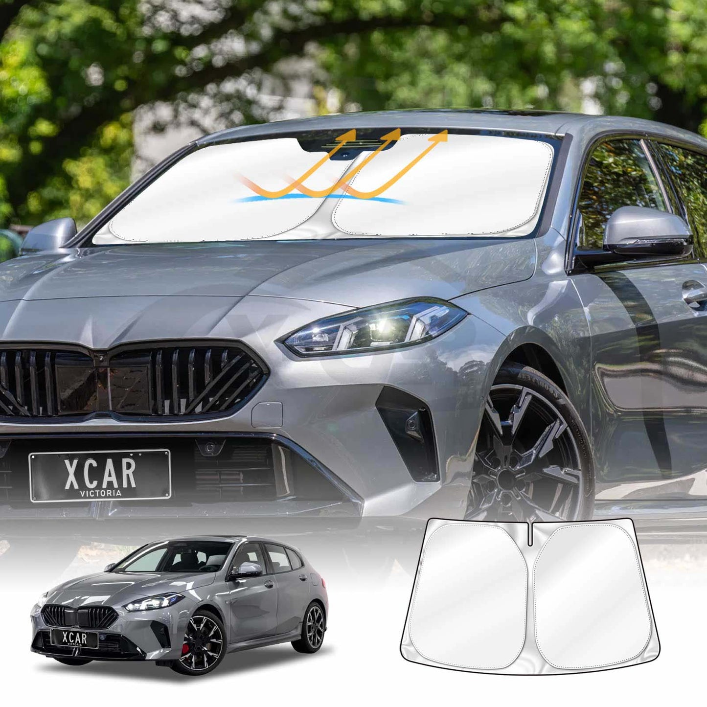 WindScreen Sun Shade for BMW 1 Series F70 2024-Onwards Blocks UV Rays Foldable Custom Wind Screen Sun Visor Protector