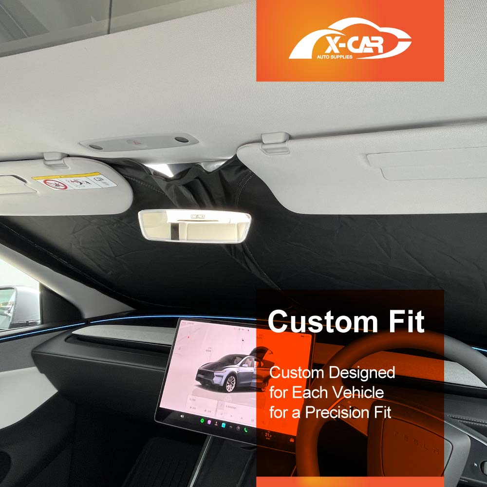 WindScreen Sun Shade for Tesla Model Y Juniper 2025-Onwards Blocks UV Rays Foldable Custom Sun Visor Protector