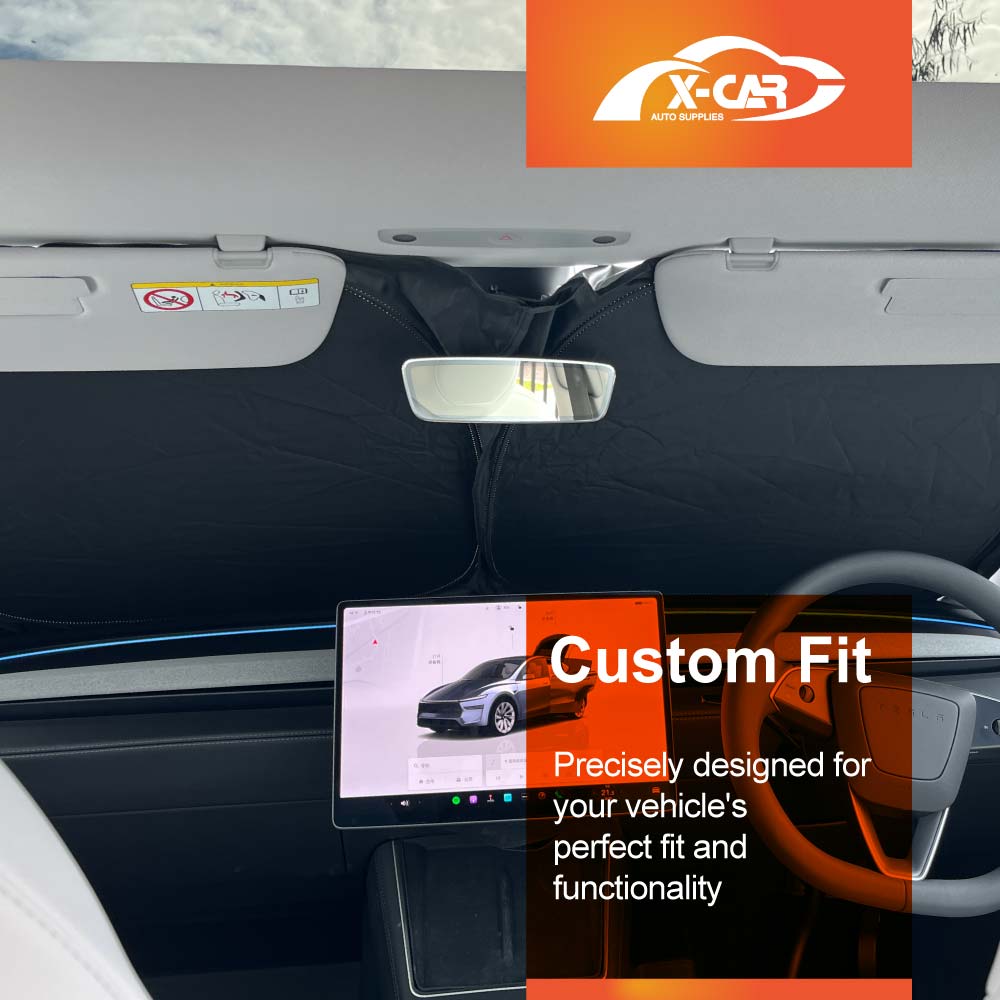 WindScreen Sun Shade for Tesla Model Y Juniper 2025-Onwards Blocks UV Rays Foldable Custom Sun Visor Protector