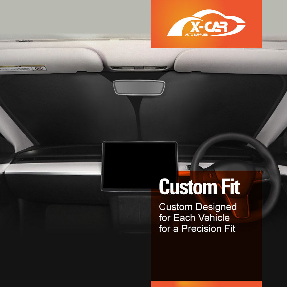 WindScreen Sun Shade for Tesla Model Y Juniper 2025-Onwards Blocks UV Rays Foldable Custom Sun Visor Protector