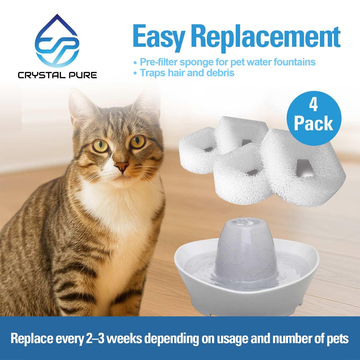 Replacement Foam Filters for PetSafe Drinkwell Stainless Steel 360,Ceramic,Lotus,Avalon,Pagoda, Sedona,PAC19-14089 Pet Water Fountain