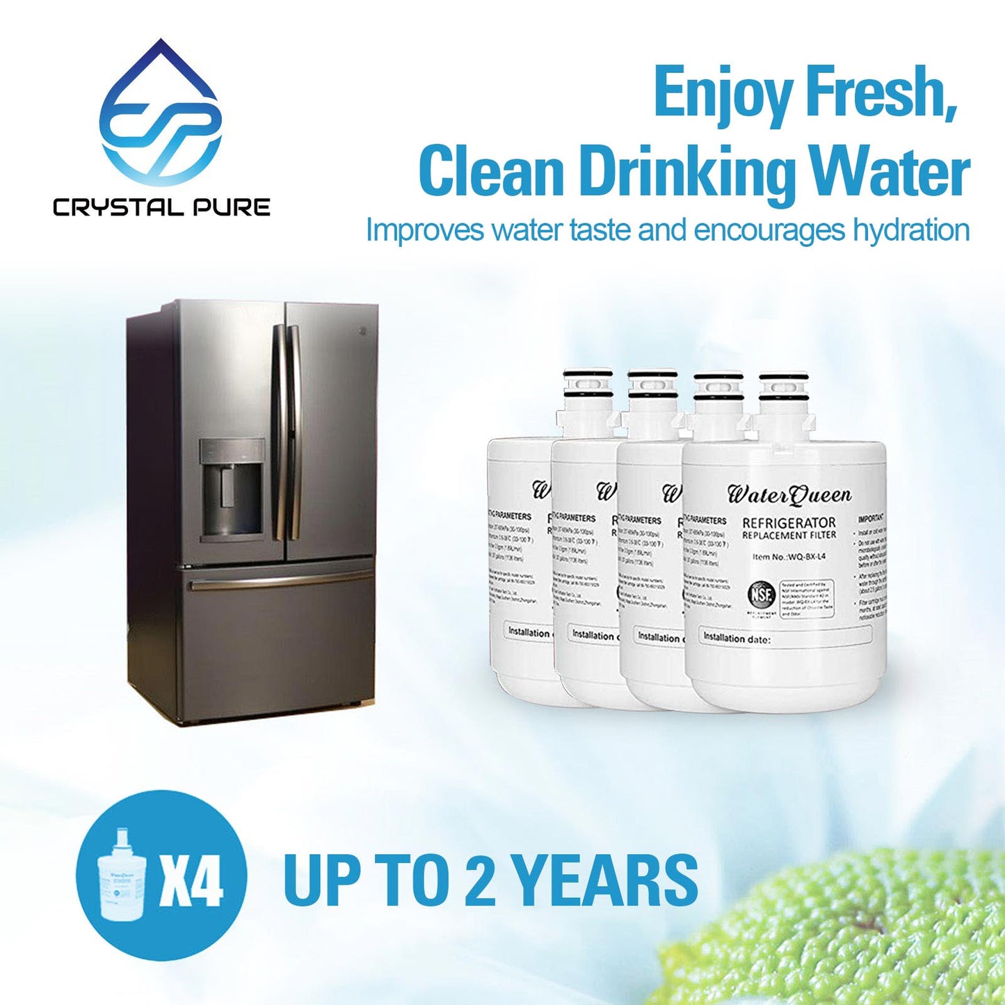 4 Pack LG Fridge Replacement Water Filter LT500P LT-500P 5231JA2002A GC-P197WFS GR-G227TVS Fridge