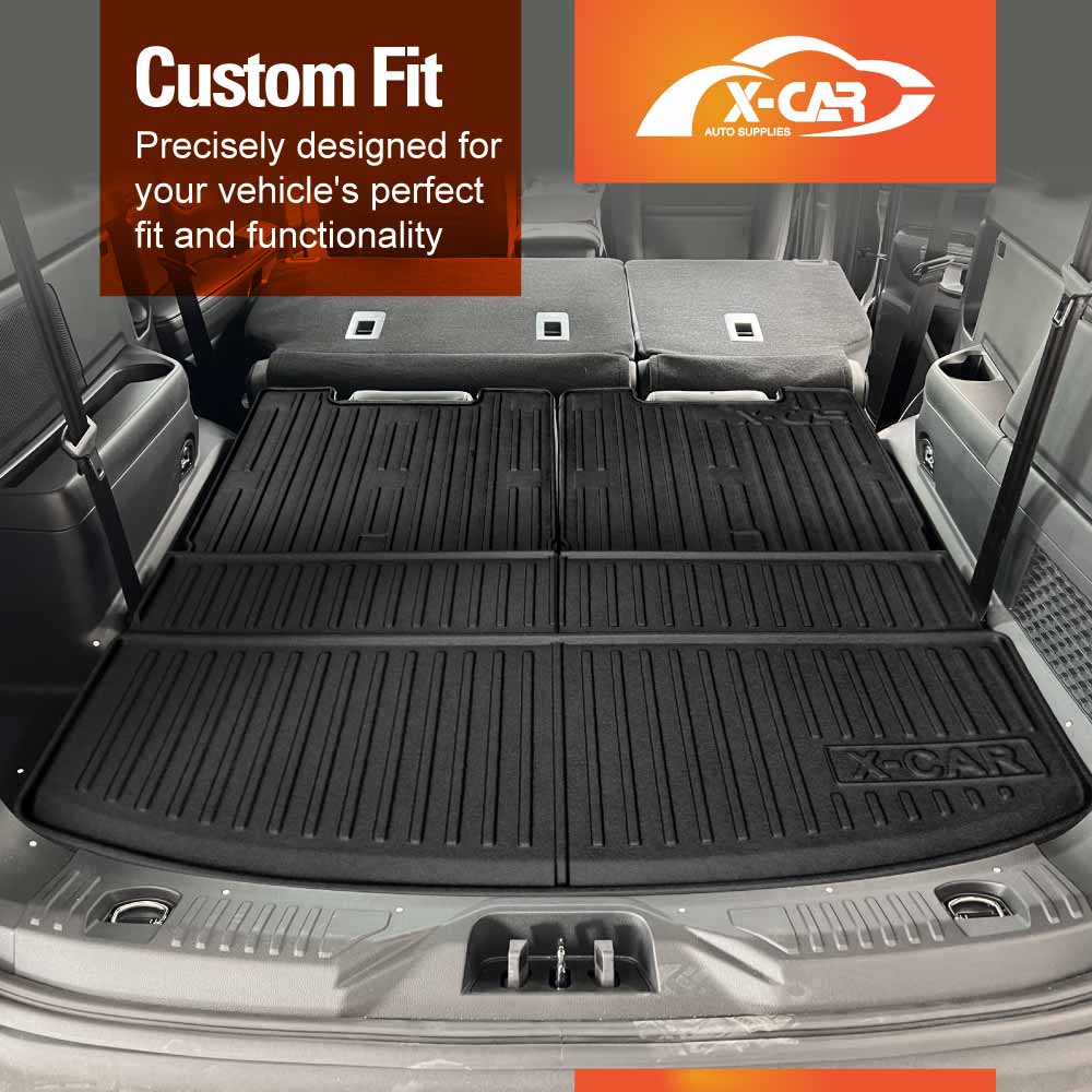 3D Floor Mats Boot Liners Set for Ford Everest SUV 2015-2022 All Weather Heavy Duty Cargo Kick Mats Back Seat Protector Cover
