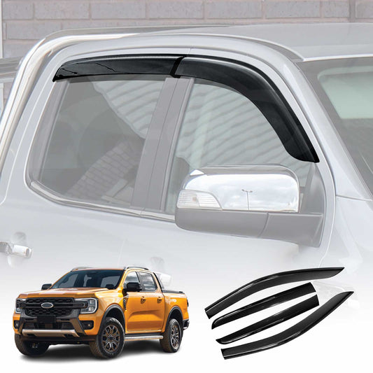 Weathershields for Ford Next-Gen Ranger 2022-Onwards Raptor Double Cab Car Weather Shields Wind Deflectors Window Sun Visor 4-Piece Set