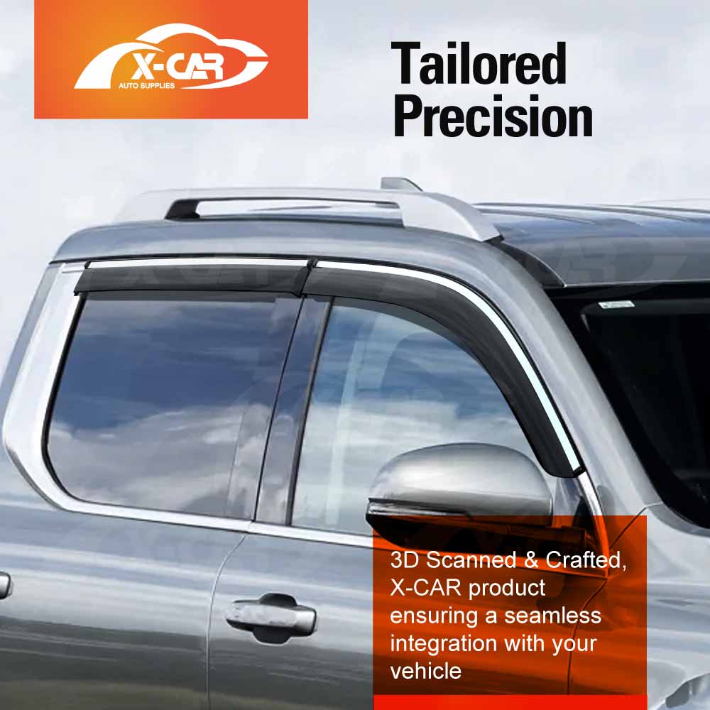 Weathershields for GWM Cannon Alpha 2024-Onwards Car Weather Shields Wind Deflectors Window Sun Visor 4 Pcs Silver Edged Style