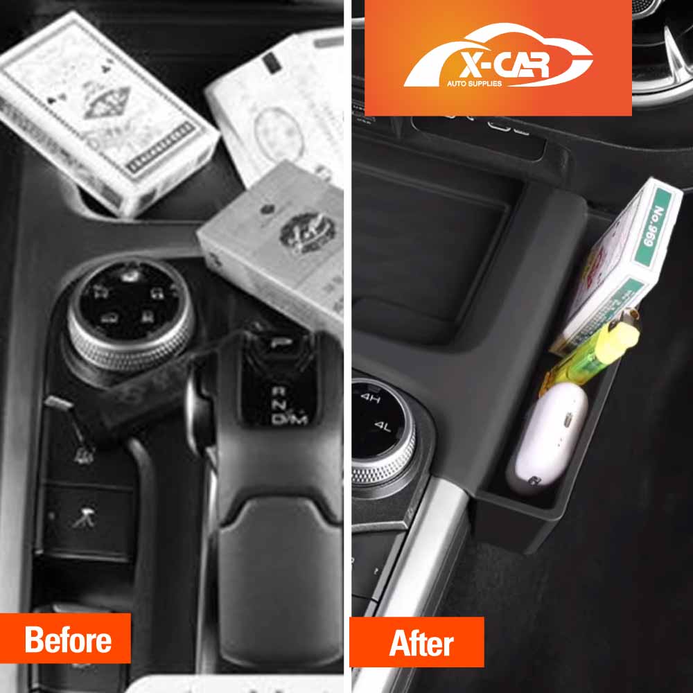 Black Silicone Anti-Slip Mat with Side Storage For GWM Tank 300 Tank300 2023-2025 Center Console Wireless Charger Protective Pad