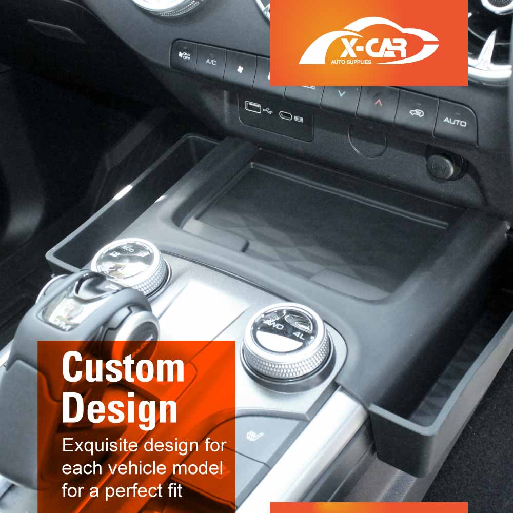 Black Silicone Anti-Slip Mat with Side Storage For GWM Tank 300 Tank300 2023-2025 Center Console Wireless Charger Protective Pad