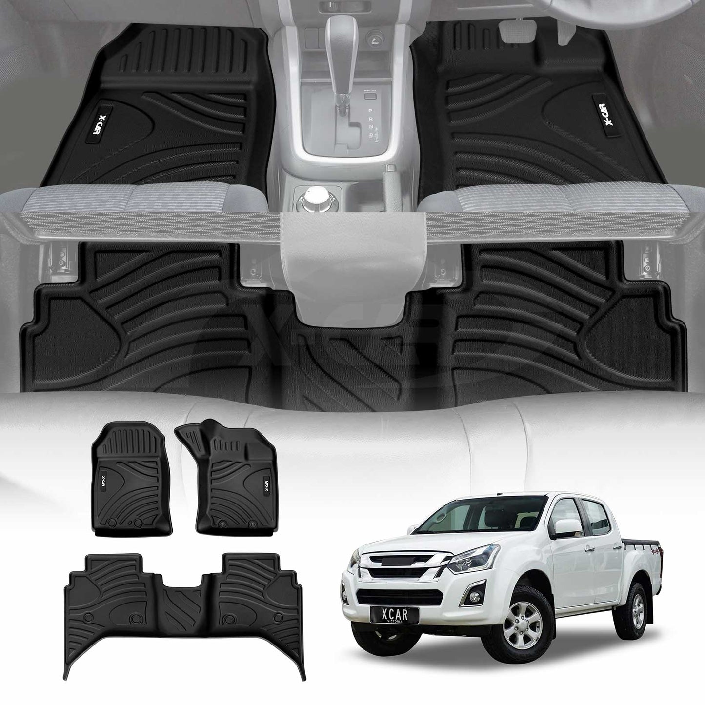3D Floor Mats for ISUZU D-MAX DMAX Dual Cab 2012-2020 Heavy Duty All Weather Car Mats Carpet Liner Set Car Accessories
