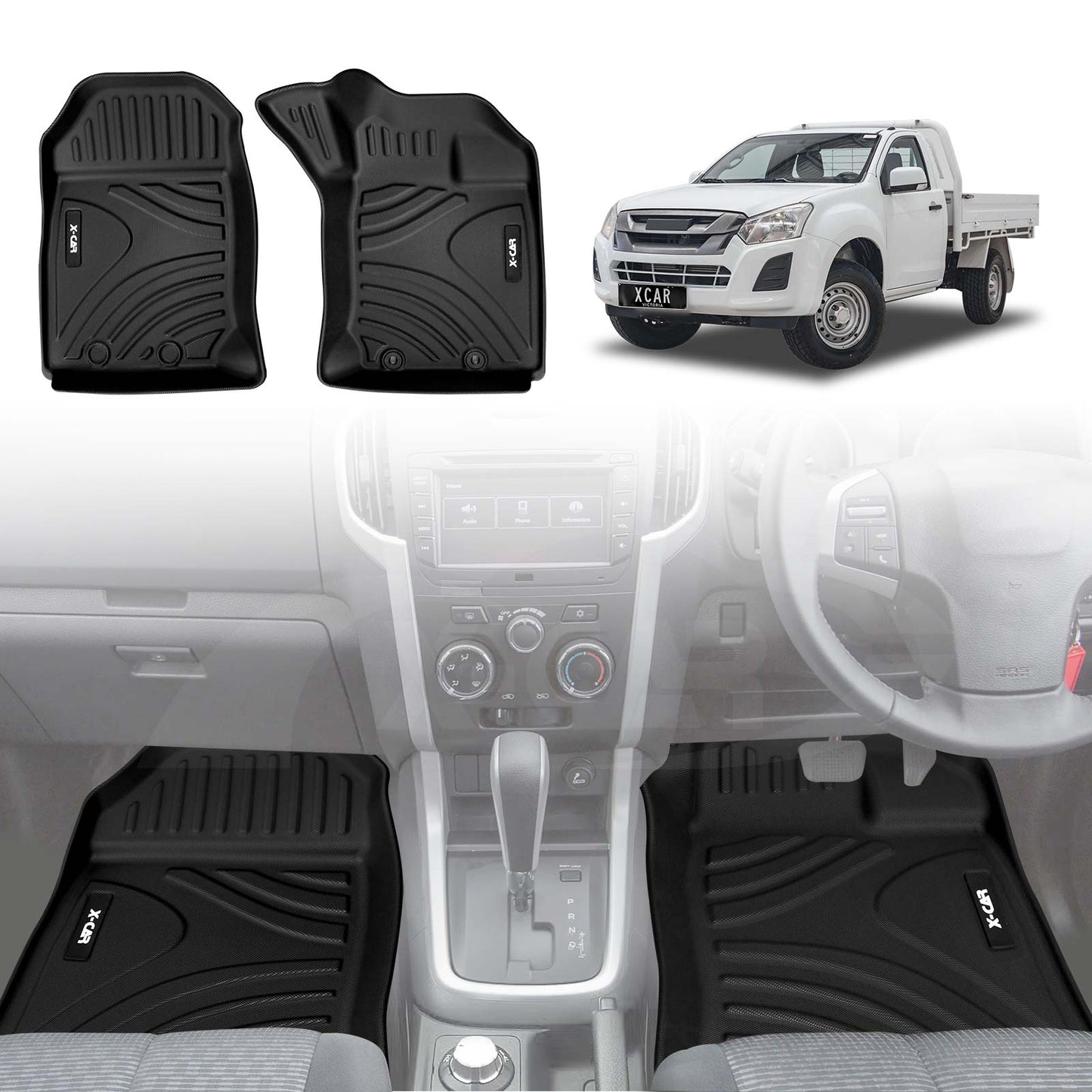 3D Floor Mats for ISUZU D-MAX DMAX Single Cab 2012-2020 Heavy Duty All Weather Car Mats Carpet Liner Set Car Accessories