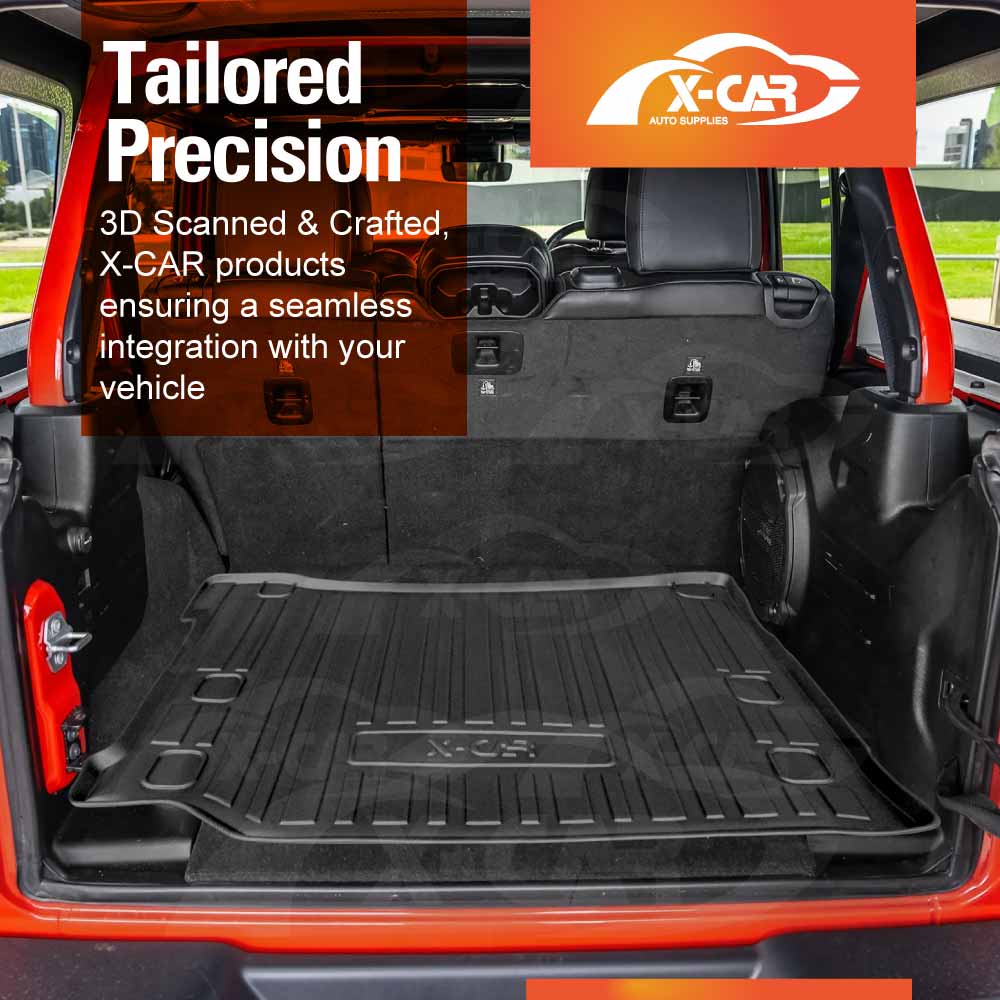 3D Floor Mats Boot Liner Set for Jeep Wrangler JL Series 4-Door 2018-Onwards All Weather Heavy Duty Cargo Car Trunk Luggage Tray