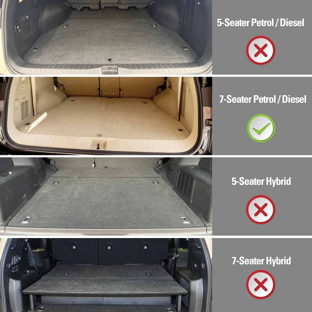 Boot Liners Kick Mats Set for Lexus LX Series LX500d LX600 2021-Onwards 7 Seater Heavy Duty Car Trunk Cargo Back Seat Protector