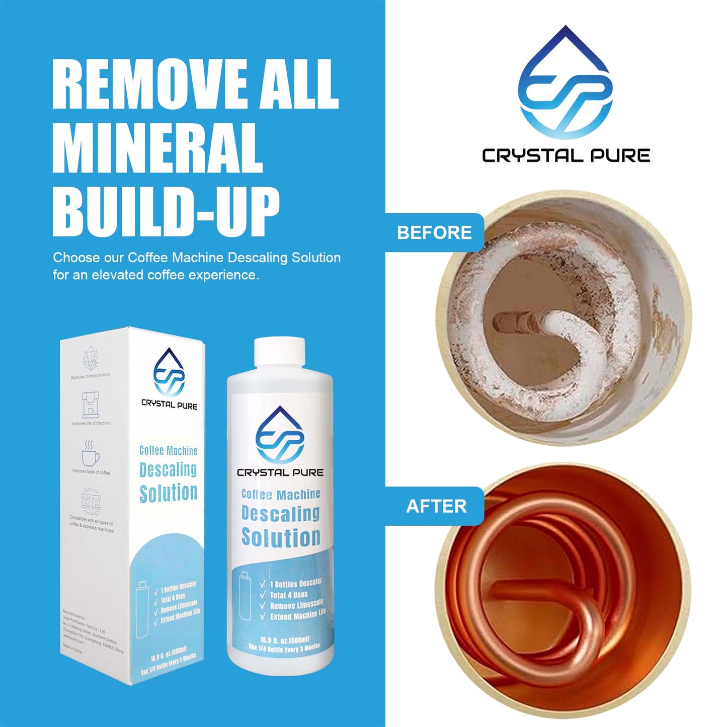 500ml Liquid Descaler Cleaner Descale Descaling Solution for Breville Gaggia Saeco Delonghi Jura Sunbeam Espresso Coffee Machine