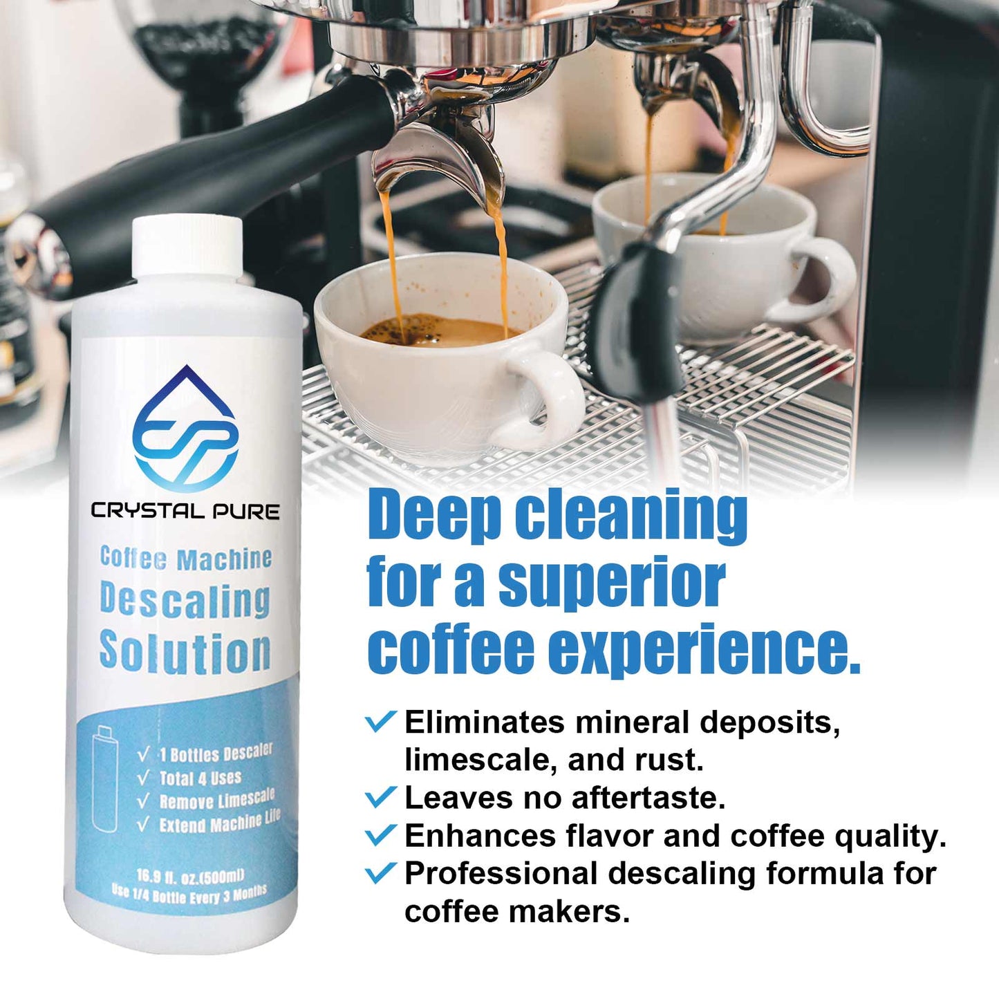 2 Pack 500ml Liquid Descaler Cleaner Descale Descaling Solution for Breville Gaggia Saeco Delonghi Jura Sunbeam Espresso Coffee Machine
