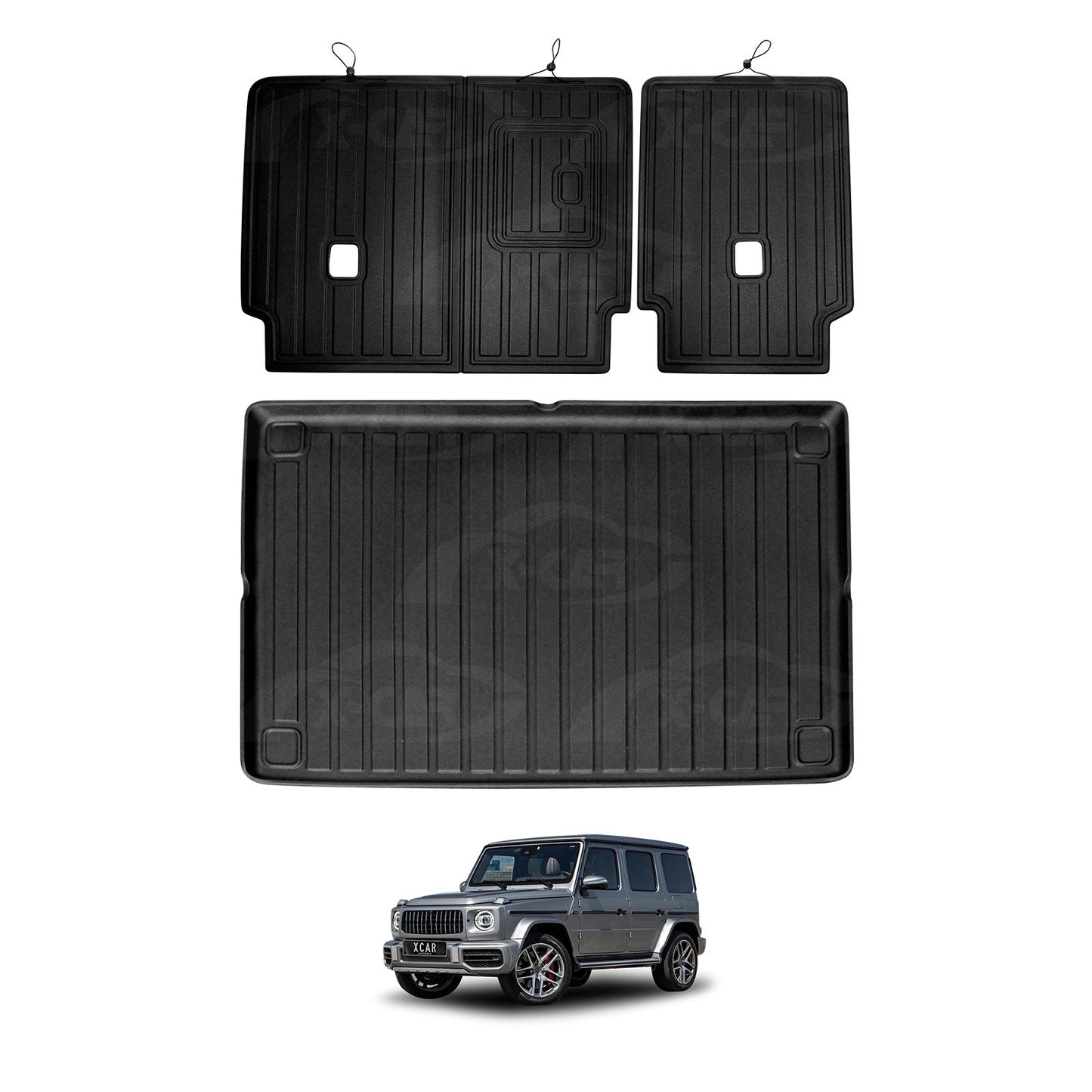 Boot Liner Kick Mats Set for Mercedes-Benz G-Class W463 2019-Onwards All Weather Heavy Duty Cargo Car Trunk Back Seat Protector