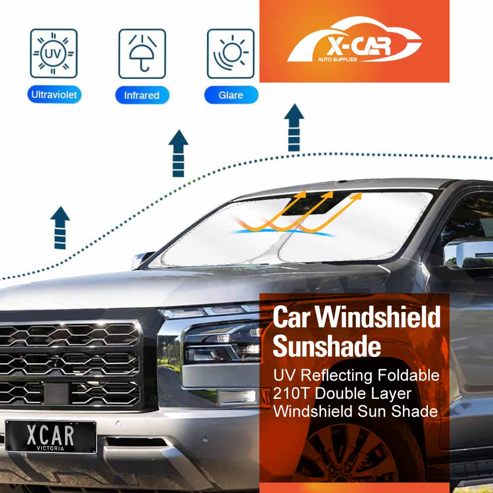 WindScreen Sun Shade for Mitsubishi Triton MV Double Cab 2024-2025 Blocks UV Rays Foldable Custom Wind Screen Sun Visor Protector