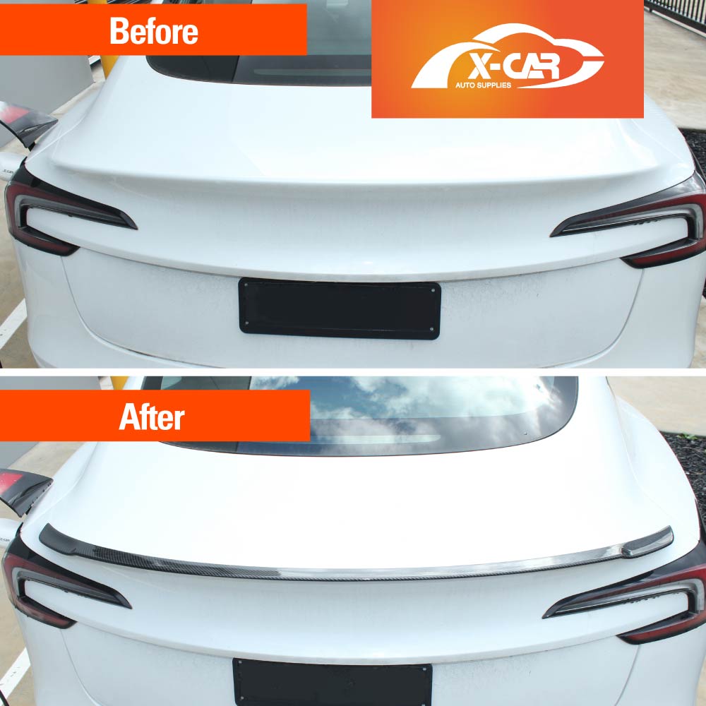 Sporty Carbon Fiber Style Spoiler for Tesla Model 3 Highland 2023-2025 Rear Trunk Wing Lip Tail Performance Upgrade