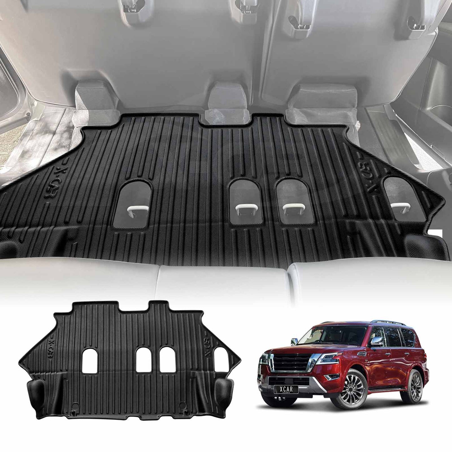 Third Row Seat Floor Mat for Nissan Patrol 2012-2024 Y62 Series Heavy Duty All Weather Car Mats Carpet Liner Set