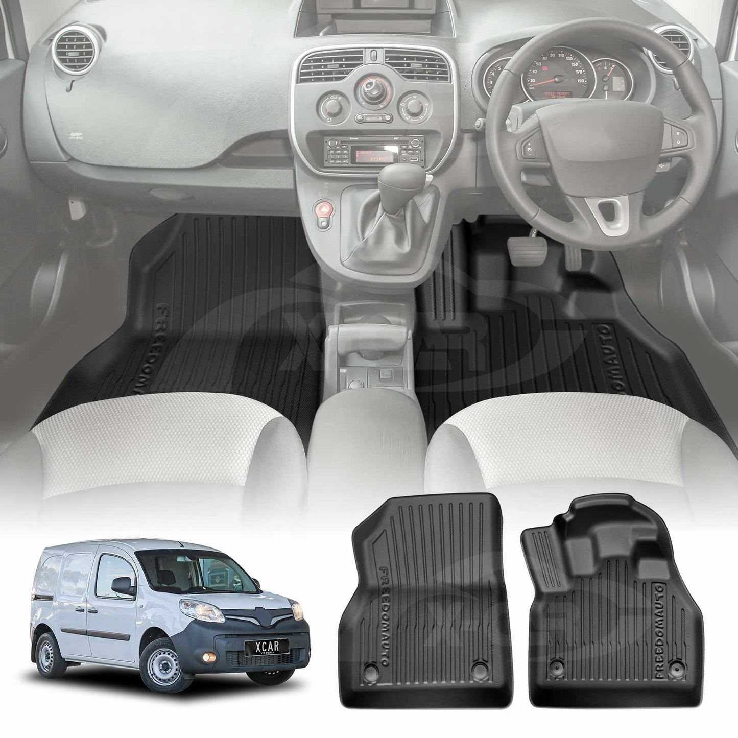 3D Front Floor Mats for Renault Kangoo F61 / Phase II Auto 2010-2021 Heavy Duty All Weather Car Mats Carpet Liner Set