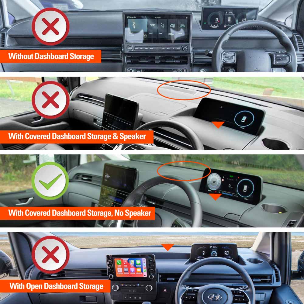 Dash Mat for Hyundai Staria 2021-Onwards Covered Storage No Speaker Non-Slip Microfiber Pad Cover Interior Accessories