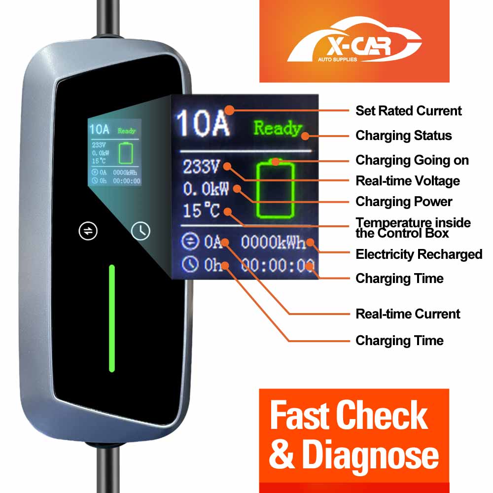 Type 2 Portable EV Charger 10 Amp 2.4KW Australian Plug 5 Meters for Tesla Model 3 Model Y BYD ATTO3 Polestar MG EV