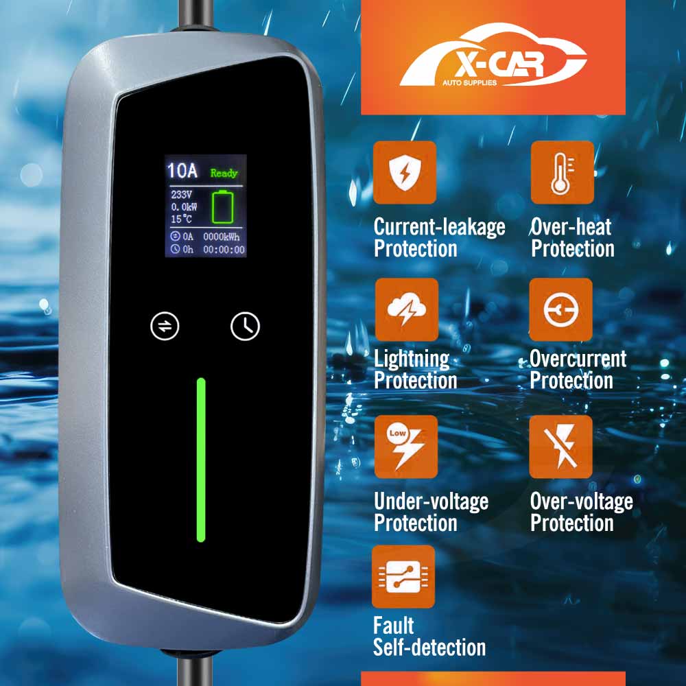 Type 2 Portable EV Charger 10 Amp 2.4KW Australian Plug 5 Meters for Tesla Model 3 Highland 2023-2025