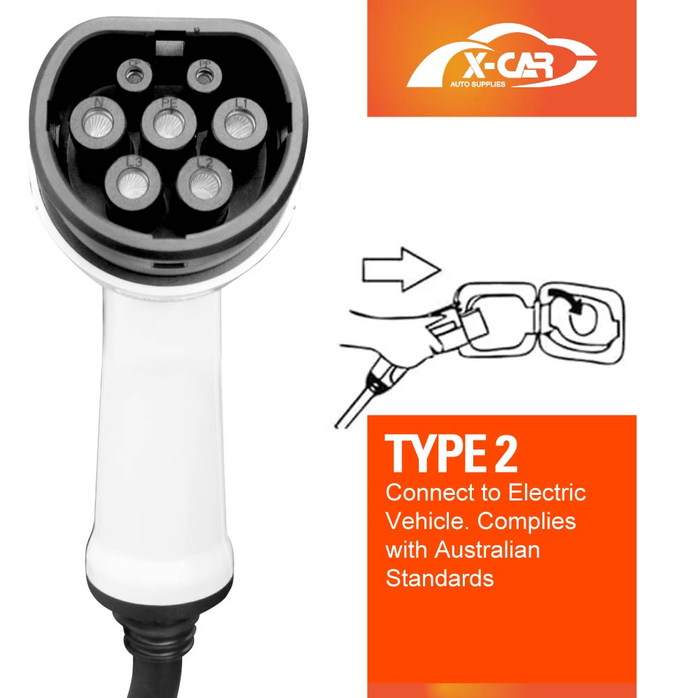 Type 2 Portable EV Charger 32 Amp 7KW 3 Pin 5 Meters for Tesla Model 3 Model Y BYD ATTO3 Polestar MG EV