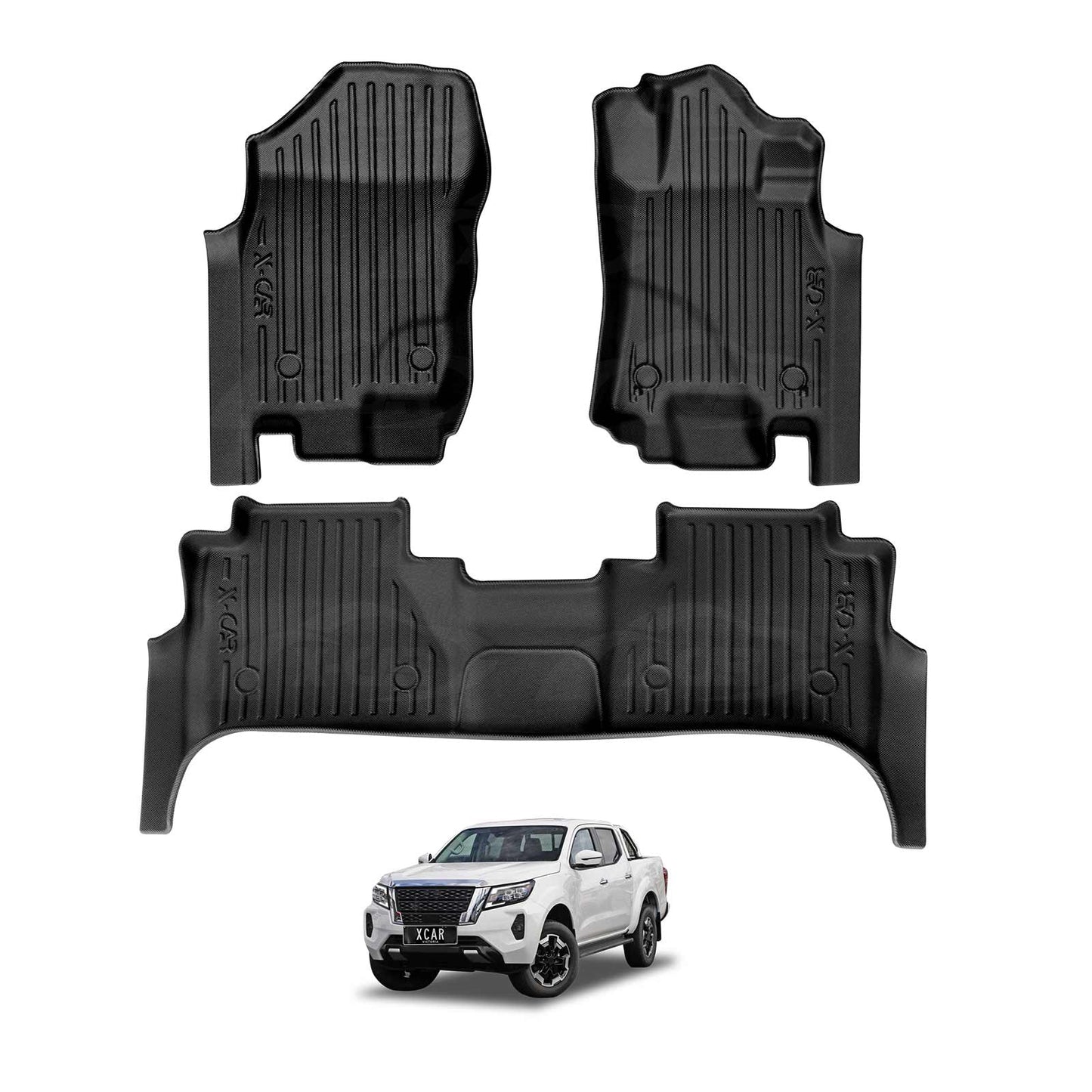 3D Floor Mats for Nissan Navara NP300 D23 Dual Cab 2015-2025 Heavy Duty All Weather Car Carpet Liner Set Accessories