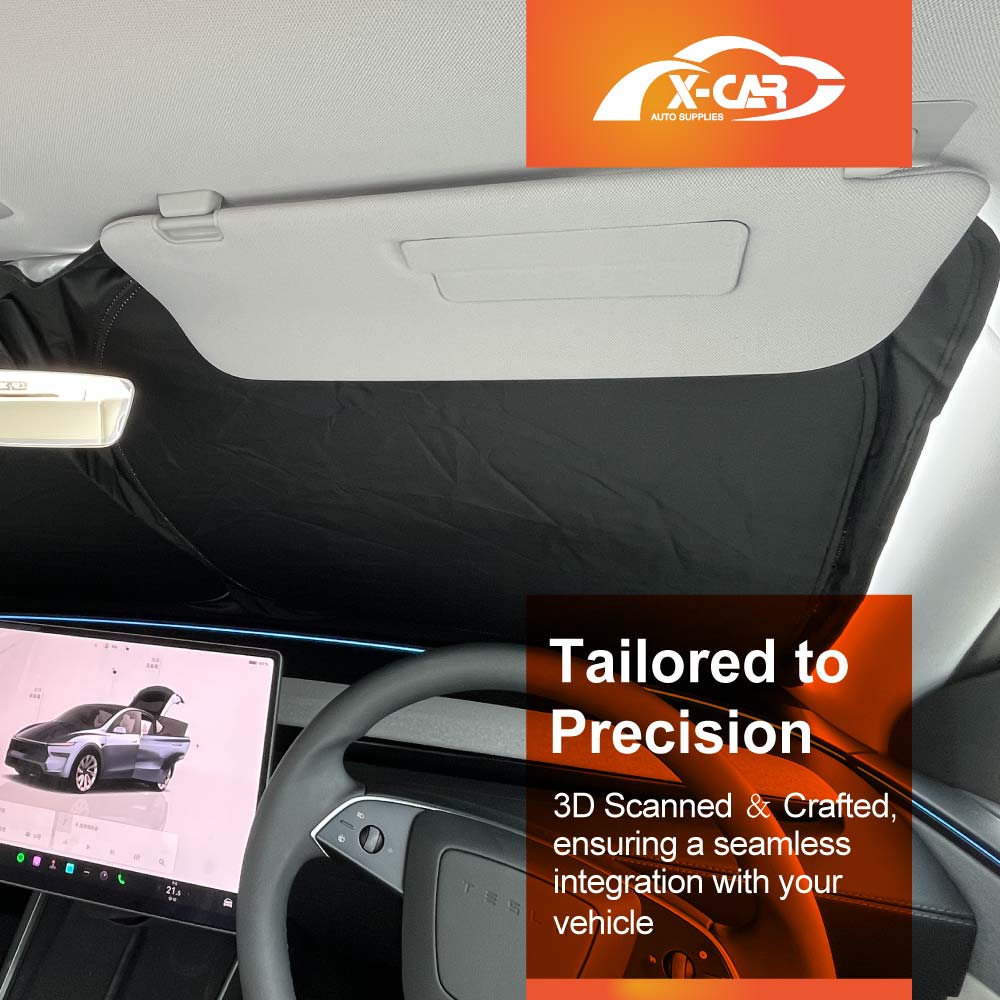 WindScreen Sun Shade for Tesla Model Y Juniper 2025-Onwards Blocks UV Rays Foldable Custom Sun Visor Protector