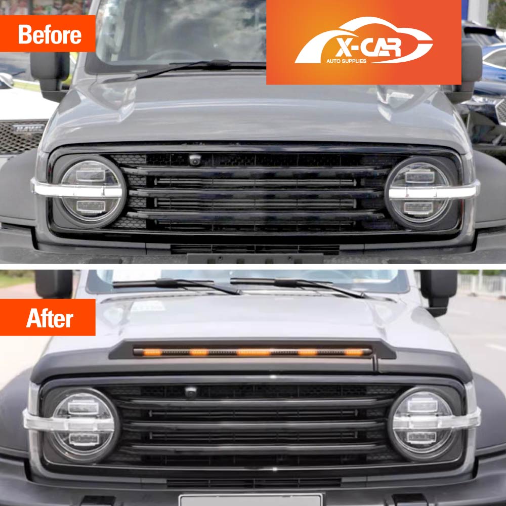 Bonnet Protector With LED light for GWM Tank 300 Tank300 2023-2025 Hood Guard Trim Cover Exterior Accessories