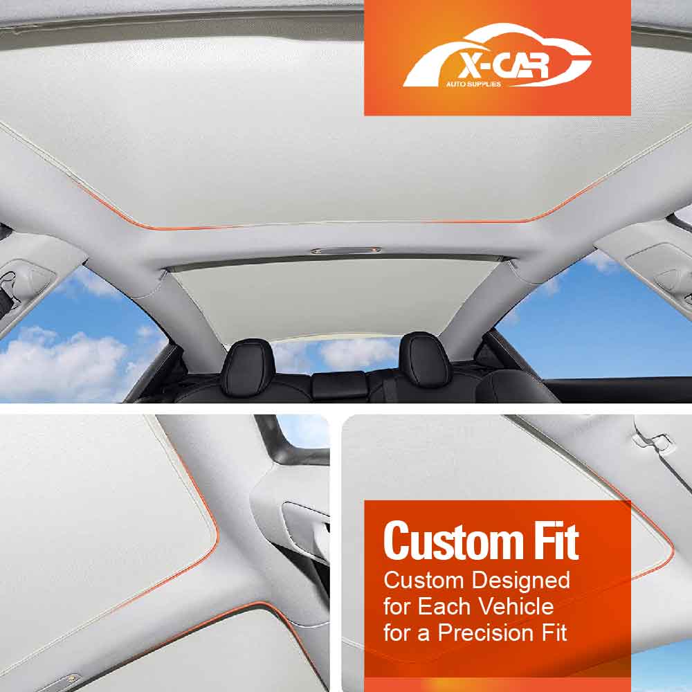 Tesla Model 3 Glass Roof Sunroof Mesh Top Window Sun Blind Shade Sunshade with UV Heat Insulation Film, Fit 2017-2023 Version (Cream White)
