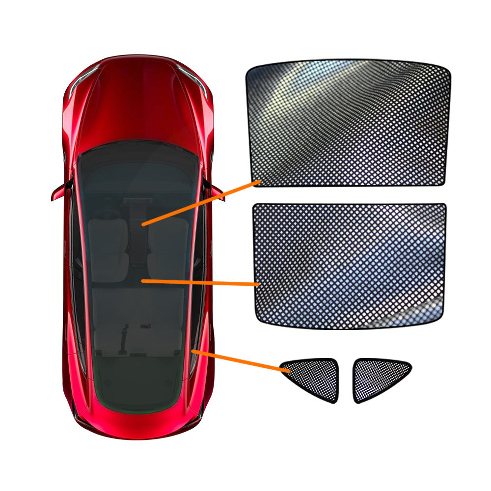 Tesla Model 3 Highland Glass Roof Sunroof Mesh 2023-2025 Sun Blind Shade Sunshade with UV Heat Insulation Film (Black)