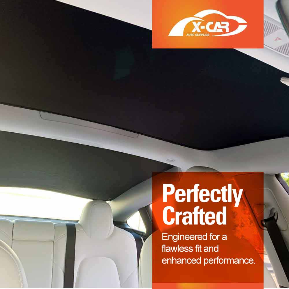Tesla Model 3 Highland Glass Roof Sunroof Mesh 2023-2025 Sun Blind Shade Sunshade with UV Heat Insulation Film (Black)