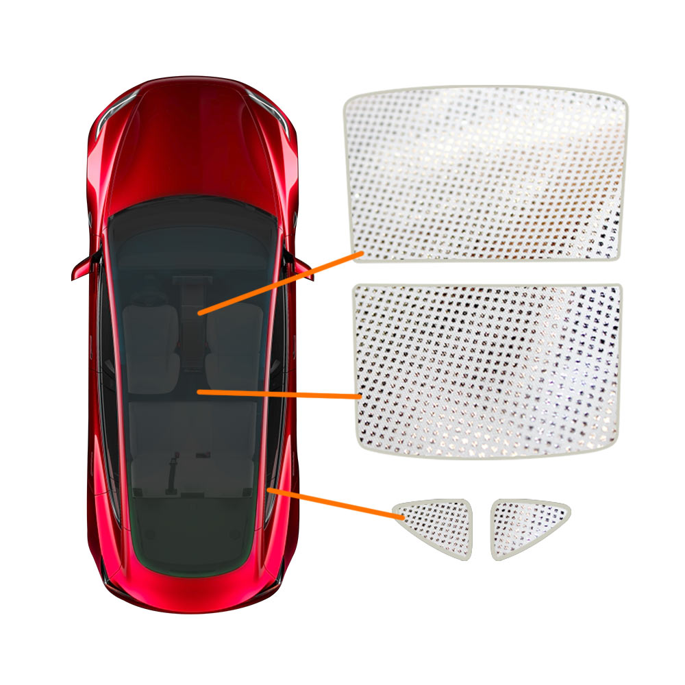 Tesla Model 3 Highland Glass Roof Sunroof Mesh 2023-2025 Sun Blind Shade Sunshade with UV Heat Insulation Film (Cream White)